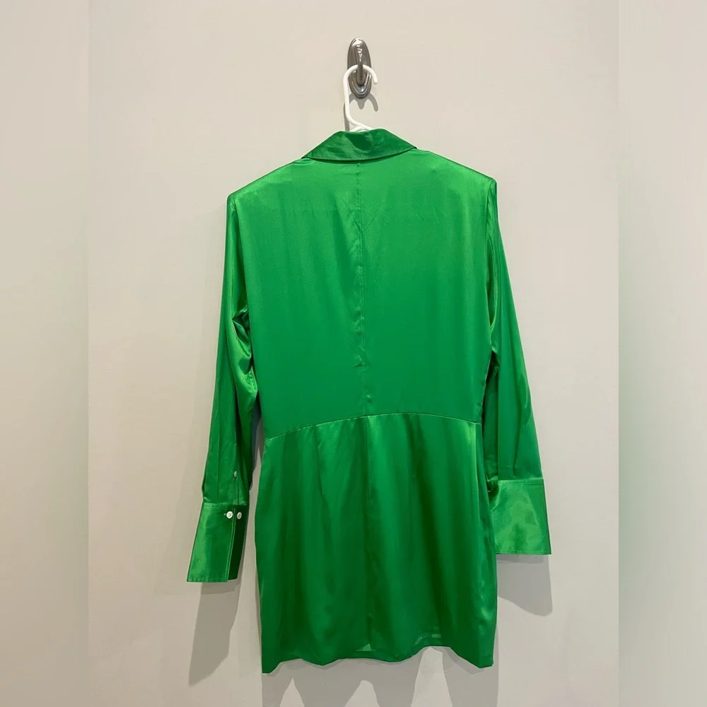 NWOT Frame Strong Shoulder Silk Mini Dress - Picture 4 of 6